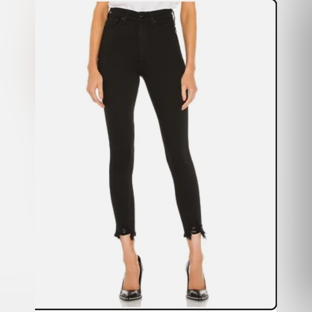 Rag & Bone Distressed Black Nina High Rise Ankle Skinny Jeans Size 29 - Picture 2 of 11